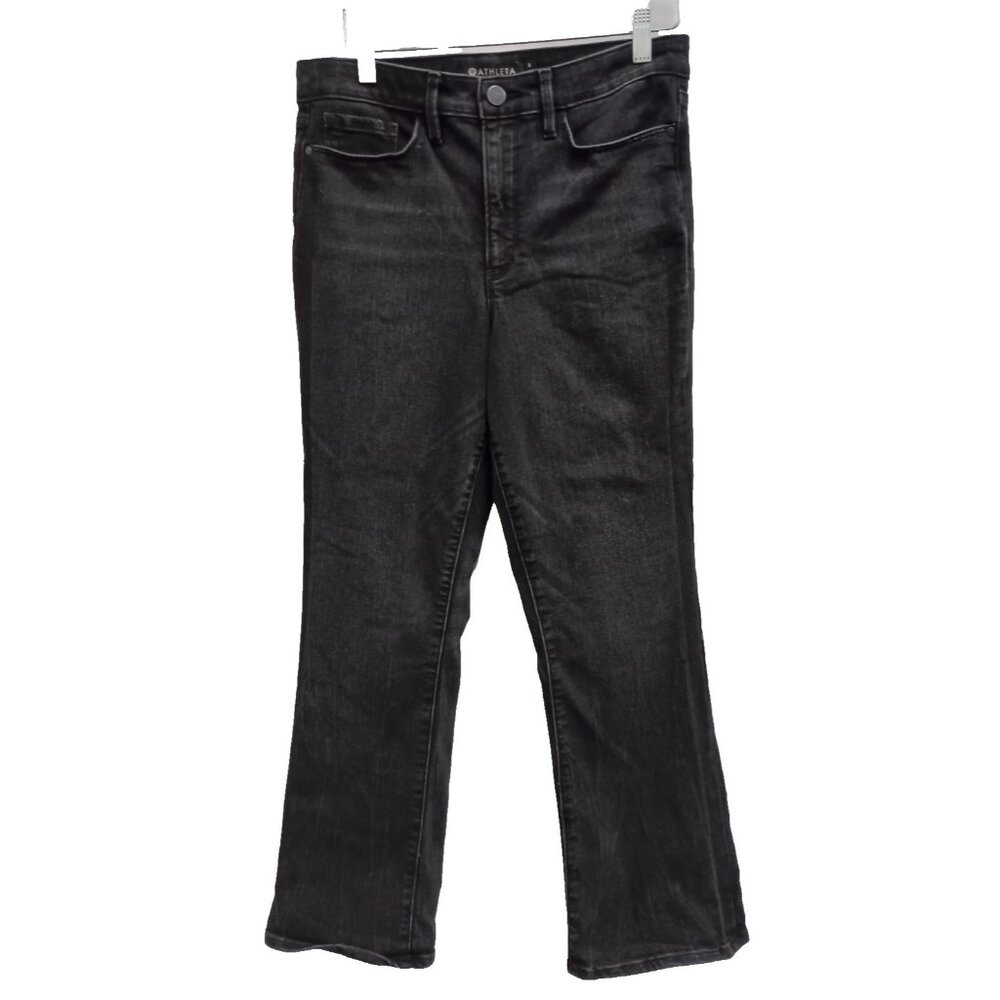 Athleta Womens Frontier Straight Jeans Size‎ 8 Black Denim High Rise Dark Wash